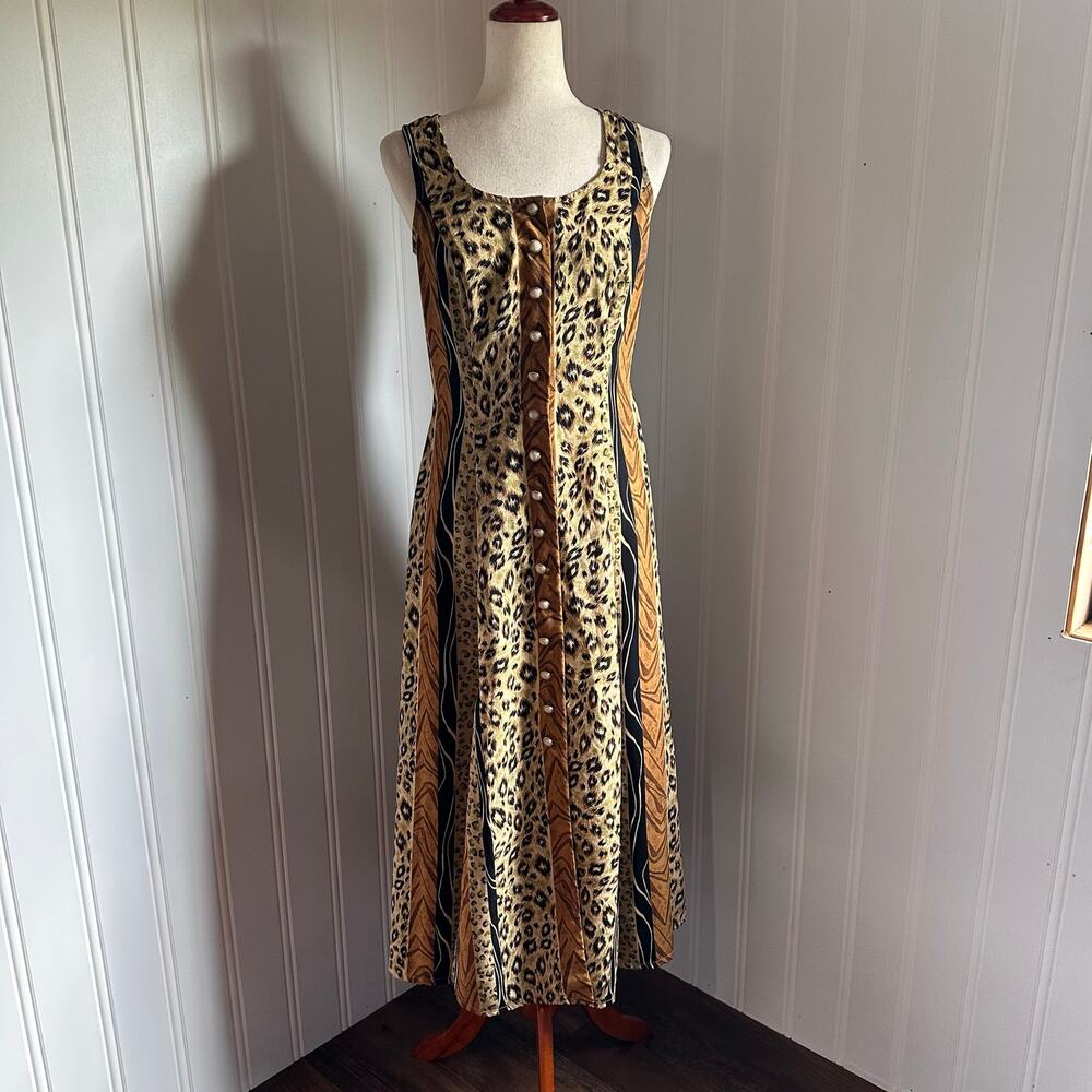 Vintage 90s Animal Print Maxi Dress 6